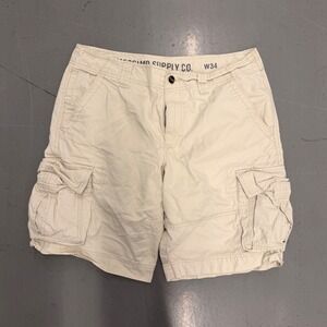 Mossimo Supply Co Mens Cargo Shorts Khaki Beige W34 Utility Pockets Casual